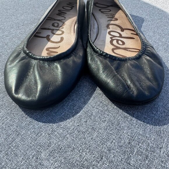 Sam Edelman Black Ballet Flats Round Toe Leather Comfort Shoes women's 8.5 - Picture 4 of 7